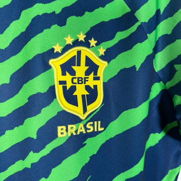 Nike Women's Brazil Dri-FIT Pre-Match Soccer Top L Green Blue Short Sleeve EUC! - Picture 4 of 9